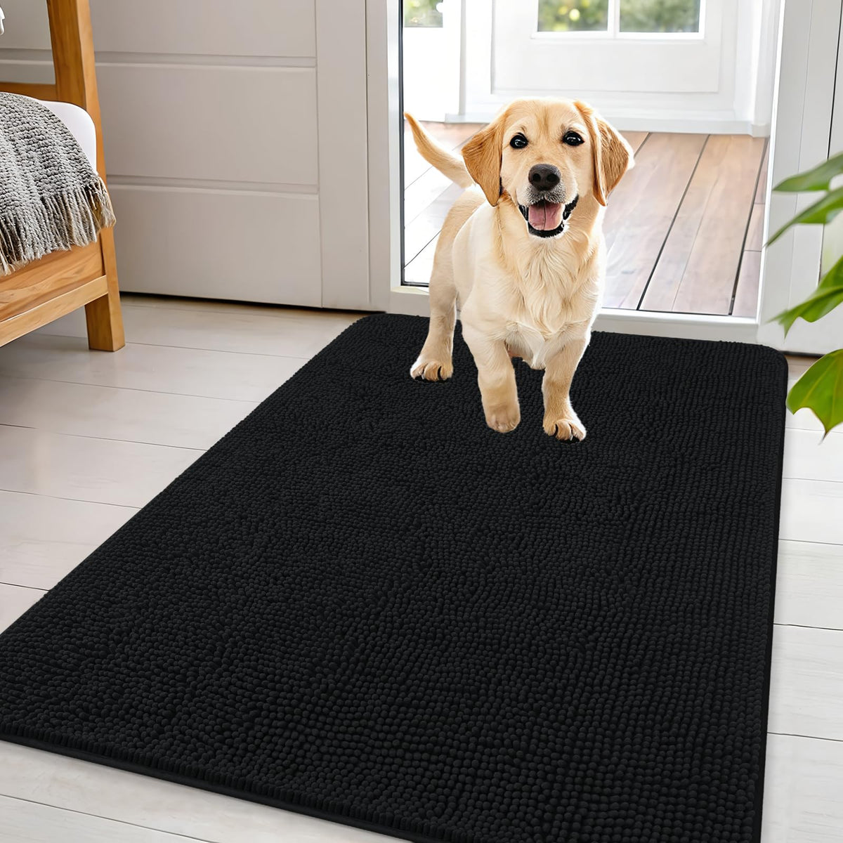 OLANLY Dog Door Mat for Muddy Paws 44x32, Super Absorbent Chenille Mud Mat