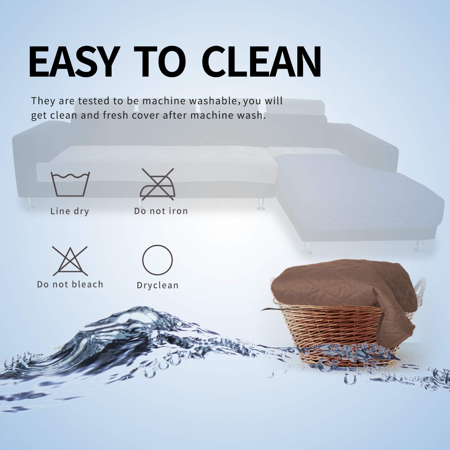 Easy-Going Sectional Couch Covers for Dogs L Shape Sofa Cover Reversible Sofa Slipcover Chaise Lounge Cover Furniture Protector Cover for Pets Dog Cat (42 x 68 inches, Brown/Brown)