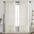 Cream Linen Curtains 80 inch Length for Bedroom Back Tab Light Filtering Privacy Sheer Curtains Modern Farmhouse Coastal Decor Cream Cotton Textured Gauze Curtain 2 Panel Set 52x80