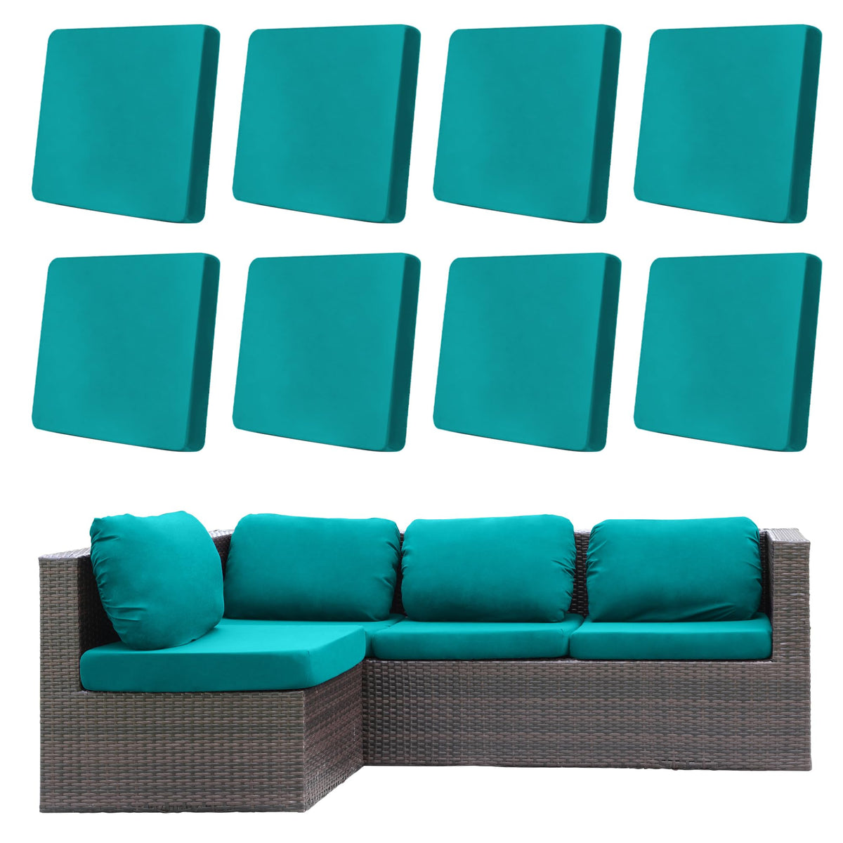DREAHOTEXTIL 8Pcs Outdoor Cushion Covers, Elastic Patio Cushion Covers