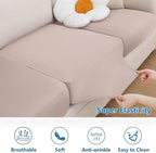 hyha Milk Silk Couch Cushion Covers, Soft Magic Sofa Covers Washable for Cushion Couch, Stretch Sectional Outdoor Cushion Covers for Patio Furniture with Elastic Bottom(Small, Taupe)