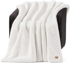 UGG Euphoria Faux Fur Throw Blanket, Warm Fluffy for Couch or Bed, Luxury Bedroom Decor, Blankets, Machine Washable, 50-inch x 70-inch, White Snow