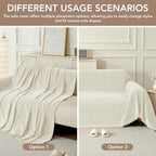 Couch Cover for Dogs, Boho Sofa Covers for 2 Cushion Couch, Chenille Sofa Slipcover for Pets Washable, L-Shape Sectional Couch Loveseat Cover Soft Throw Blankets with Tassels(71x102,Cream)