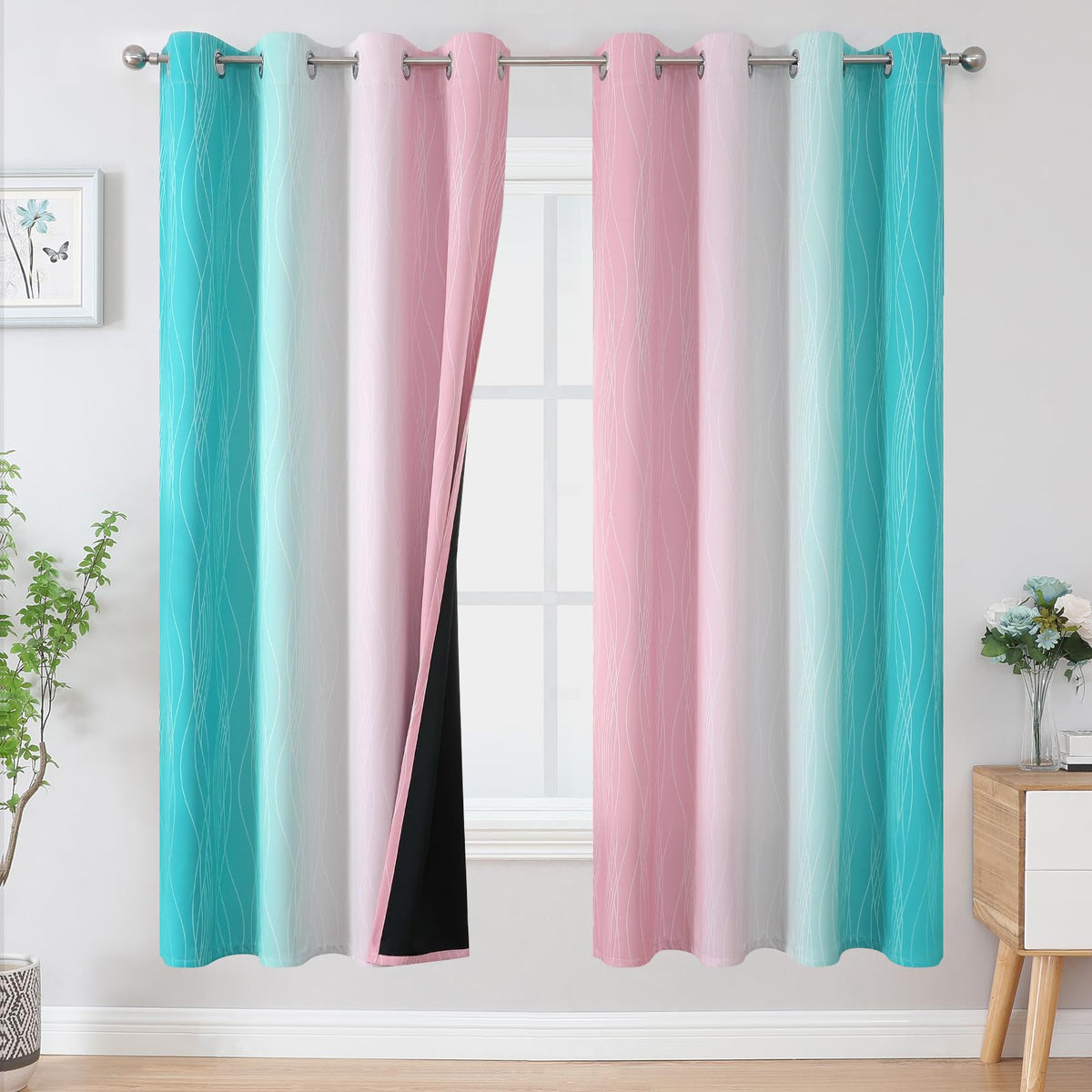 Estelar Textiler Red and Black Ombre Blackout Bedroom Curtains 72 Inch Long