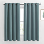 NICETOWN Blackout Curtains 63 Length - Grommet Window Treatment Thermal Insulated Solid Room Darkening Drapes for Living Room, Greyish Blue, 2 Panels, W52 x L63