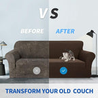 ZNSAYOTX 1 Piece Jacquard Chair Slipcovers for Living Room High Stretch Chair Covers with Arms Anti Slip Pets Friendly Couch Sofa Armchair Cover Furniture Protector (Chair, Dark Coffee)