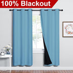 NICETOWN Teal Blue Full Shade Curtain Panels, 37" Wide x 70" Long, Teal Blue, Pair of Thermal Insulated & Energy Efficiency Blackout Drapes for Living Room, Lined Silky Performance Window Dressing