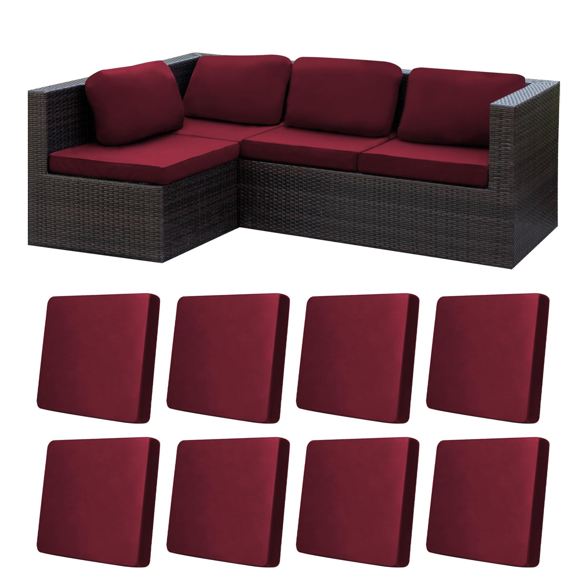 8 Pcs Outdoor Cushion Covers, Patio Sofa Cushion Covers Replacement
