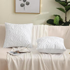 decorUhome Throw Pillow Covers 18x18 Inch Set of 2, Soft Plush Faux Wool White Solid Couch Pillow Covers, Accent Farmhouse Neutral Square Pillow Cases for Sofa Bed Living Room