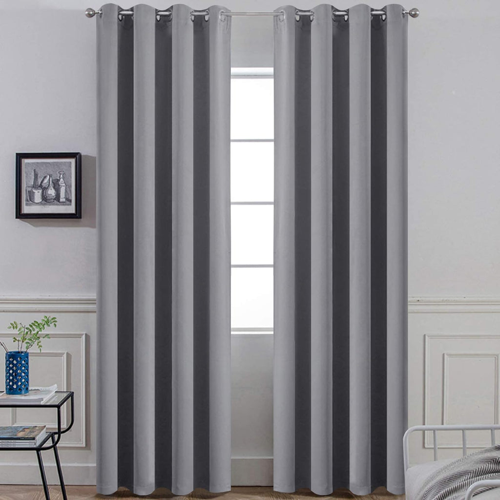 Yakamok Grey Room Darkening Curtains 52x90 inch Gray Grommet-Living Room