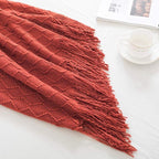 BOURINA Rust Throw Blanket 60x80 Inches Throw Textured Solid Soft Sofa Throw Couch Knitted Decorative Blanket