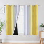 Estelar Textiler Yellow and Greyish White Ombre Blackout Curtains 45 Inch Length 2 Panels, Full Room Darkening Gradient Drapes for Kitchen,Thermal Insulated Grommet Short Curtains for Bathroom,42Wx45L