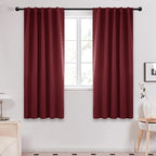 Deconovo Blackout Curtains, Thermal Insulated, W42 x L72 2 Panels, Back Tab, Machine Washable, Room-Darkening Drapes for Bedroom/Living Room Burgundy Red