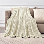 BEDELITE Fleece Blanket King Size – 3D Ribbed Jacquard Soft and Warm Decorative Fuzzy Blankets – Cozy, Fluffy, Plush Lightweight Throw Blankets for Couch, Bed, Sofa(Beige, 108x90 inches)
