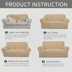 Easy-Going Stretch Chair Sofa Slipcover 1-Piece Couch Sofa Cover Furniture Protector Soft with Elastic Bottom for Kids, Pet. Spandex Jacquard Fabric Small Checks (Chair, Sand)