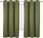 LEMOMO Olive Green Blackout Curtains 42 x 63 Inch Length/Set of 2 Curtain Panels/Thermal Insulated Room Darkening Blackout Curtains for Bedroom