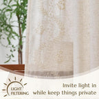 jinchan Belrose Linen Curtains for Bedroom Floral Curtains 72 Inch Length Linen Blend Ivory Embroidered Drapes Farmhouse Flower Patterned Drapes for Living Room Window Treatments Set 2 Panels