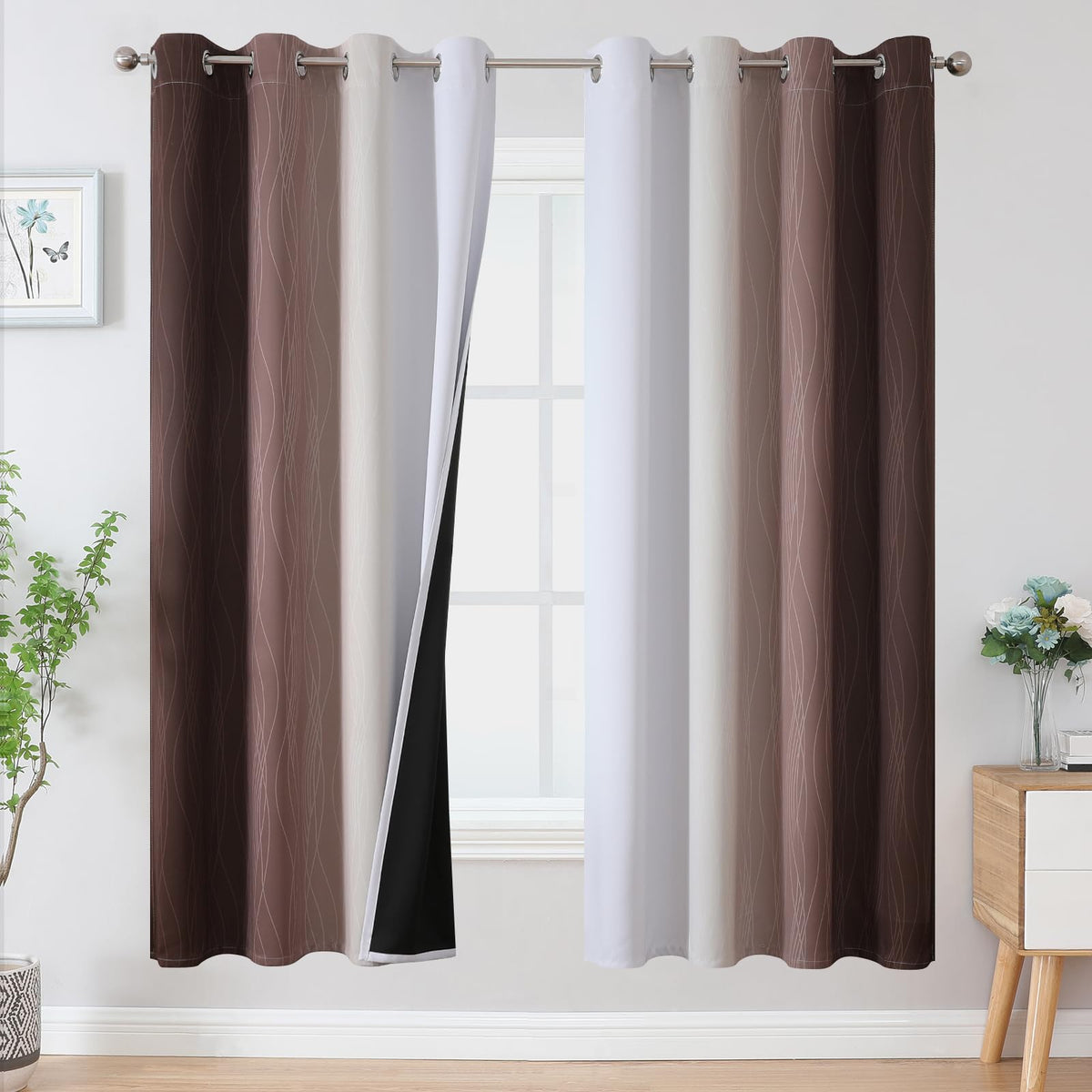 Estelar Textiler Red and Black Ombre Blackout Bedroom Curtains 72 Inch Long