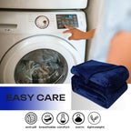 Fleece Plush Throw Blanket Navy Blue 50"x70"for Couch Fuzzy Cozy Flannel