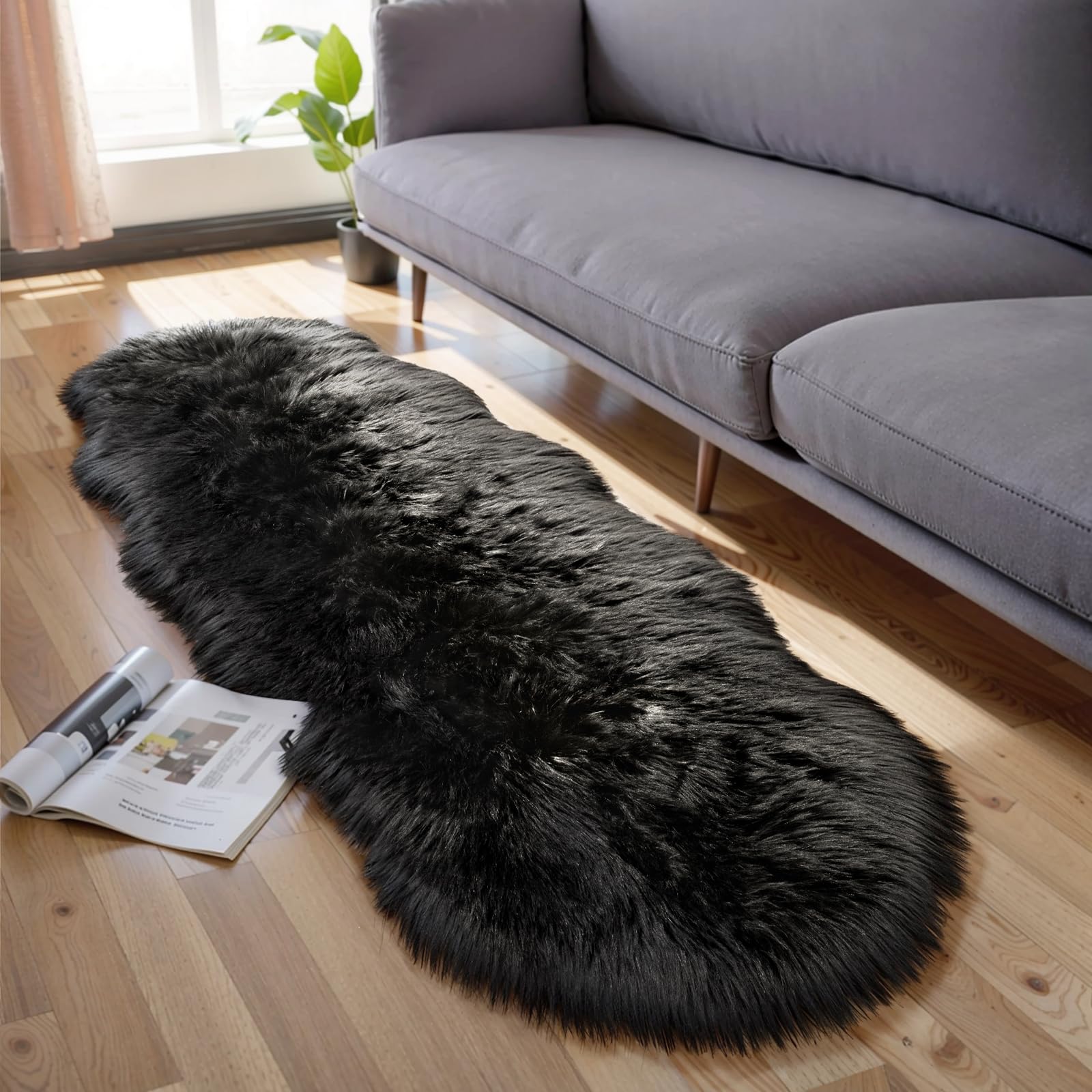 Ciicool Ultra Soft Faux Sheepskin Fur Rug 2x6 Feet Fluffy Rug for Bedroom