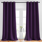 NICETOWN Insulated Curtains Blackout Draperies - Window Treatment Royal Purple Blackout Eyelet Top Curtains/Panels for Bedroom/Living Room Window, 95 inches Long, 2 Panel Set
