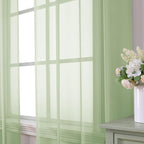 Aiyufeng Light Green Sheer Curtains 54 Inch Length 2 Panels Set for Living Room, Light Filtering Green Window Sheers Drapes for Bedroom, Each 42" W x 54" L