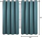 LEMOMO Sea Teal Thermal Blackout Curtains/52 x 72 Inch/Set of 2 Panels Room Darkening Curtains