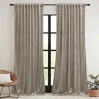 RYB HOME Blush Velvet Curtains 96 inches 2 Panels Set, Thermal Insulated Privacy Protect Decorative Drapes with Hook Tape for Dorm Hotel Room, W 52 x L 96 inches