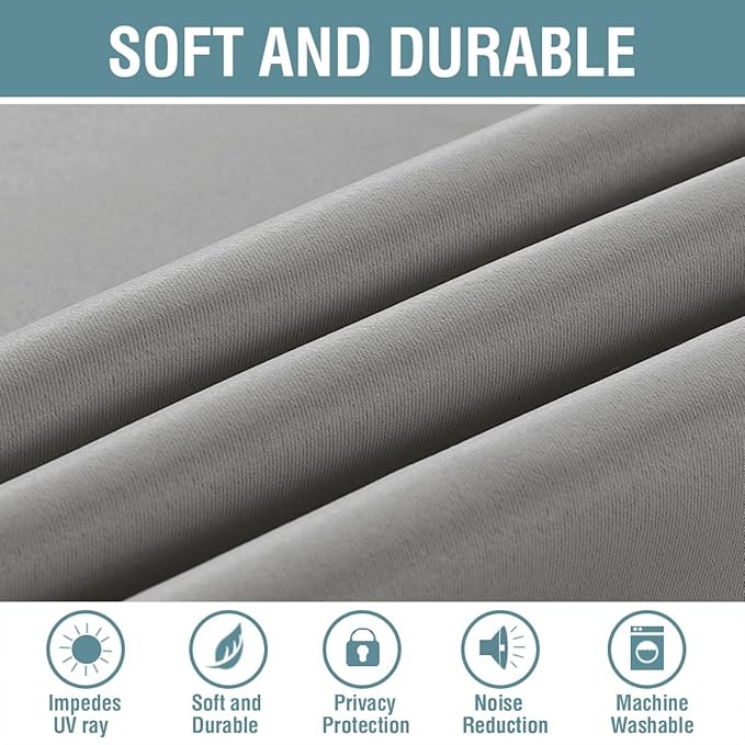 H.VERSAILTEX Grey Blackout Curtains for Bedroom Thermal Insulated Room Darkening Blackout Curtain Panel for Door, Window Panel Drapes - 1 Panel - 52 inch Wide by 90 inch Long, Dove Gray, Grommet Top