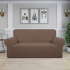 Easy-Going Stretch Oversized Loveseat Slipcover 1-Piece Sofa Cover Furniture Protector Couch Soft with Elastic Bottom for Kids Polyester Spandex Jacquard Fabric Small Checks Brown