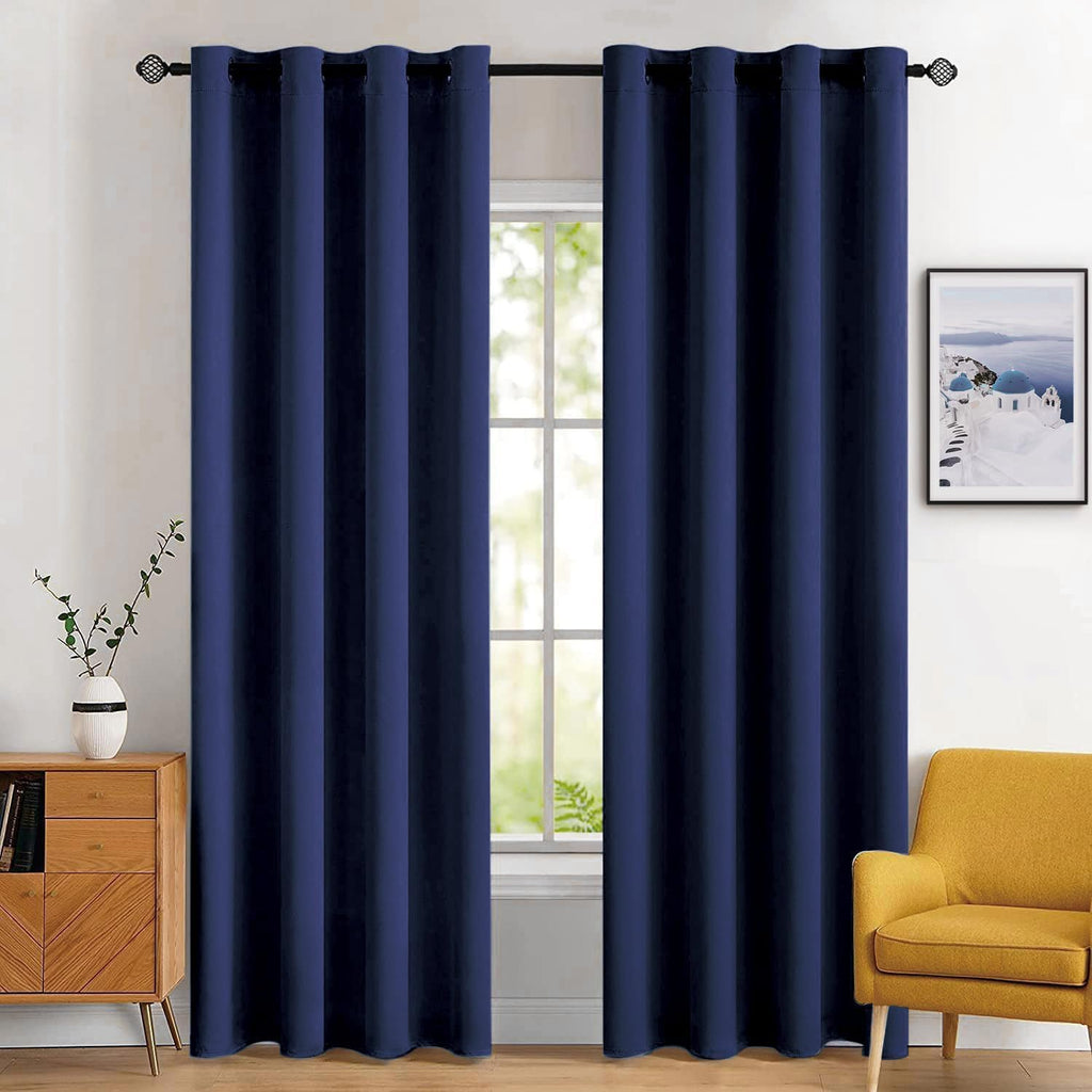 MIULEE Navy Blue Blackout Bedroom Curtains Drapes 84 Inch Long 52"x84"