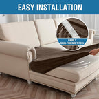 Couch Cover 6-Piece Elastic Velvet Couch Cushion Covers & Chaise Slipcovers for L-Shaped Sofas - Sofa Seat Covers Washable, Soft Protector for Couches (5 Seater + Chaise, Coffee)