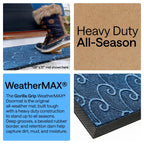 GORILLA GRIP 100% Waterproof All-Season WeatherMAX Doormat 35x23, US Designed Natural Rubber, Stain and Fade Resistant, Low Profile Indoor Outdoor Door Mats, Easy Clean Patio Mat, Ocean Blue Waves