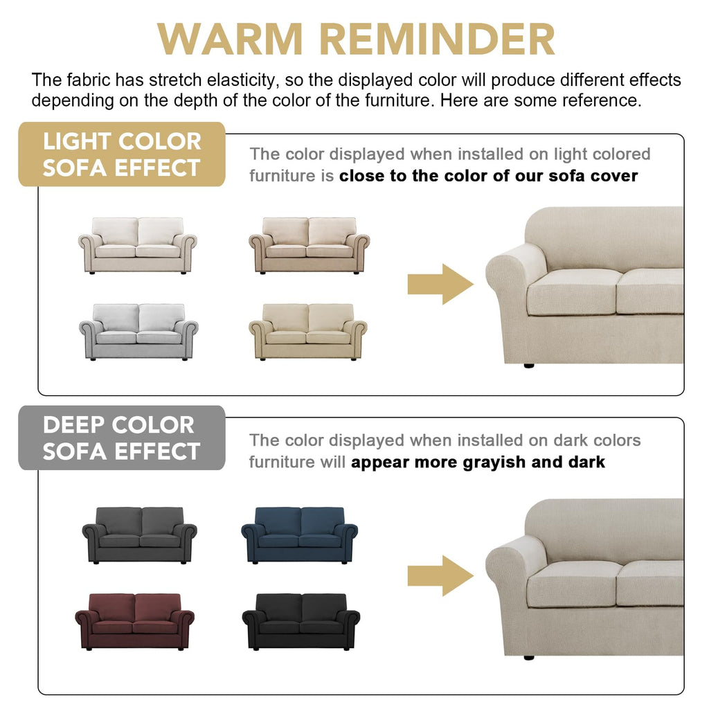 H.VERSAILTEX 3 Piece Stretch Sofa Covers for 2 Cushion Sofa Couch Covers for Living Room Sofa Slipcovers (Base Cover Plus 2 Seat Cushion Covers) Thicker Jacquard Fabric(Large Sofa, Island Fossi)