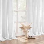 MIULEE White Linen Curtains 2 Panels Window Drapes 37x90 Inches