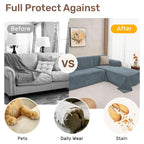 Houmiggle 2 Pieces Sectional Couch Covers L Shaped Cover L Dusty Blue