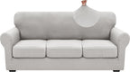 XINEAGE 2026 New 4 Pieces Couch Covers for 3 Cushion Couch Super Stretch Thick Soft Sofa Cover Anti Slip Sofa Slipcover Dogs Cats Furniture Protector (Silver Grey, 71"-91")