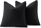 MIULEE Decorative Linen Pillow Covers 18x18 Inch Black Boho Farmhouse Neutral Couch Throw Pillows for Halloween Bed Pack of 2 Accent Modern Pillowcase Sofa Livingroom Home Decor
