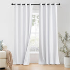 NICETOWN 100% Blackout Window Curtain Panels 102 inch Length for Living Room, Set of 2, Snow White, 55 inches Wide, Thermal Insulated Extra Long Drapes