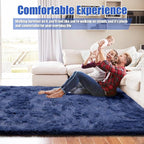 Shag Area Rug for Bedroom 5x8,Blue Fluffy Area Rugs for Living Room,Soft Fuzzy Rug Non-Shedding Indoor Plush Carpet for Kids Bedroom Nursery Dorm Home Decor