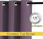 NICETOWN Plum Curtains and Drapes for Living Room - Extra Long Room Darkening Thermal Insulated Solid Window Blackout Draperies (Plum, 1 Pair, 52 x 95-Inch)