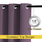NICETOWN Plum Curtains for Living Room 84 inches Long - Plum Grommet Room Darkening Window Treatments Sound Reducing Drapes for Bedroom, 2 Panels, W52 x L84