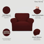 Easy-Going Stretch Chair Sofa Slipcover 1-Piece Couch Sofa Cover Furniture Protector Soft with Elastic Bottom for Kids, Pet. Spandex Jacquard Fabric Small Checks (Chair, Wine)