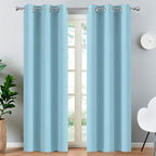 Yakamok Blackout Curtains Room Darkening Thermal Insulated with Grommet Window Curtain for Bedroom, 38Wx84L inch, Sky Blue, 2 Panels