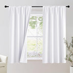 NICETOWN Bedroom 100% Blackout Curtains, 2 Panels, 42 by 63, Snow White, Window Treatment Rod Pocket Curtains/Drapes for Bedroom