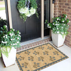 Othilic Front Door Mat Outside Entrance - 2x3 Floral Non-Slip Washable Doormat Indoor Outdoor Mat Jute-Look Farmhouse Blue Scalloped Entry Rug Small Throw Rugs for Entryway Kitchen Front Porch Decor