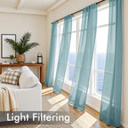MIULEE Dusty Blue Sheer Curtains 96 Inches Long 4 Panels 42 x 96 Inches