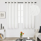 Deconovo White Curtains, Room Darkening Curtain, Thermal Insulated Soundproof Drapes, Wave Dots Silver Print, 52 x 63 Inch Long, Grommet Top, Window Panels for Living Room Bedroom Nursery, Set of 2