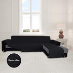 Easy-Going Sectional Couch Covers for Dogs L Shape Sofa Cover Reversible Sofa Slipcover Chaise Lounge Cover Furniture Protector Cover for Pets Dog (Large,Black/Black)