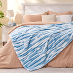 BEDELITE Twin Blanket for Couch & Bed, 300GSM Soft & Warm Fleece Blanket, Decorative and Giftable Striped Tie-dye Blue Blankets for Women, Men, 60"x80"